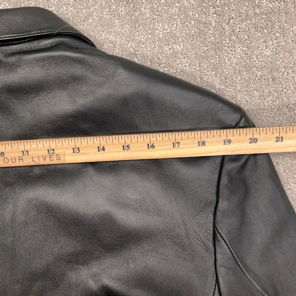 Stafford‎ Leather Blazer Mens Medium Black 3 Button Luxury Matrix Goth Jacket